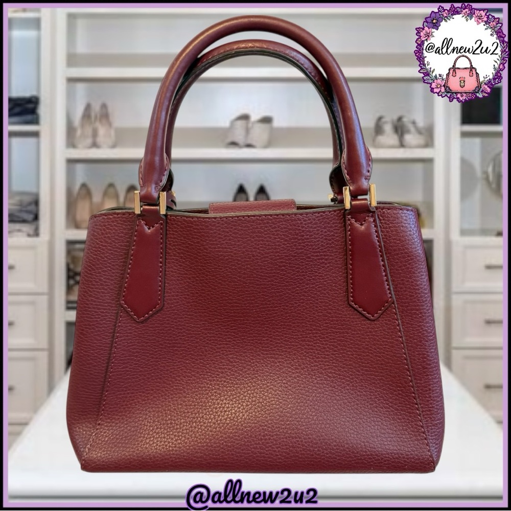 Michael Kors Kimberly Small Leather Satchel Crossbody Bag Merlot W/ Gold Hdw - Picture 3 of 14